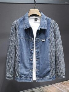 Vestes pour hommes Hommes Vintage Jeans Veste Épissage Motifs géométriques Denim Automne Mode Japonais Lâche Casual Vêtements d'extérieur