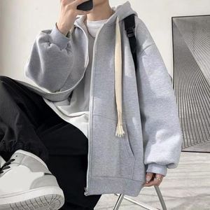 Vestes pour hommes hommes hiver automne sweat à capuche avec poche fermeture éclair patte couleur unie à manches longues doublure polaire confortable manteau élégant