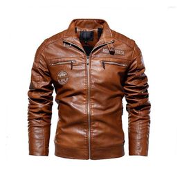 Heren Jackets Men Winter Brand Causal Vintage Leather Jacket Coat Outfit Design Motor Biker Pocket PU