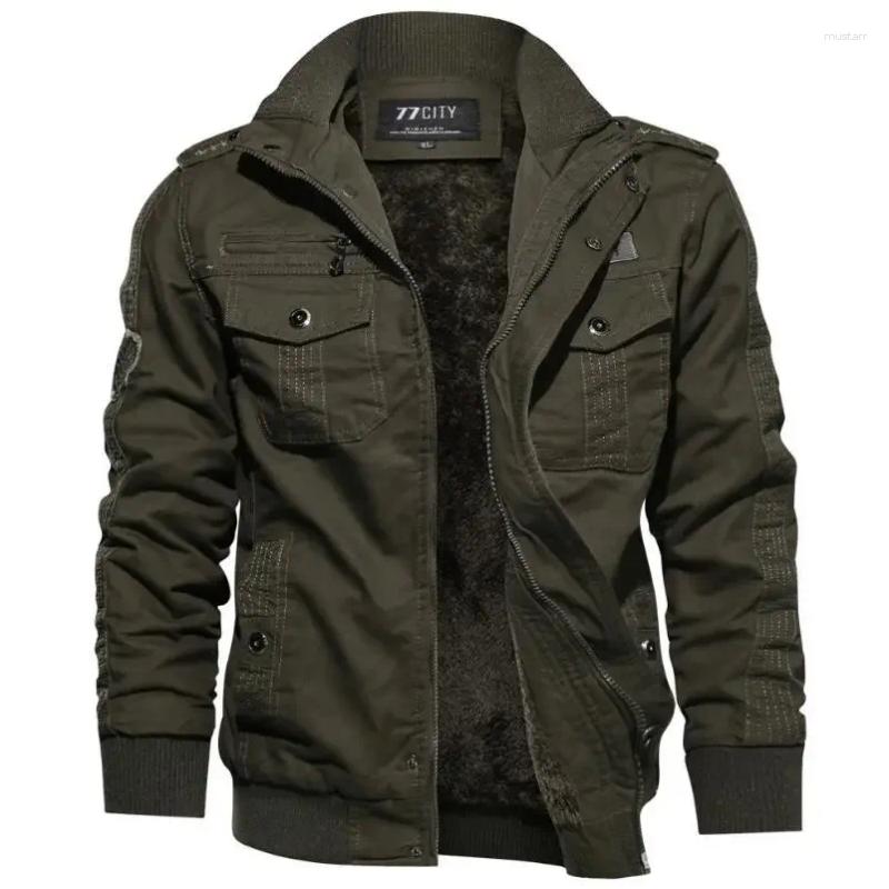 High-Quality Men's Winter Cargo warm jackets for men with Thicker Down Balck and Multi-pocket Design