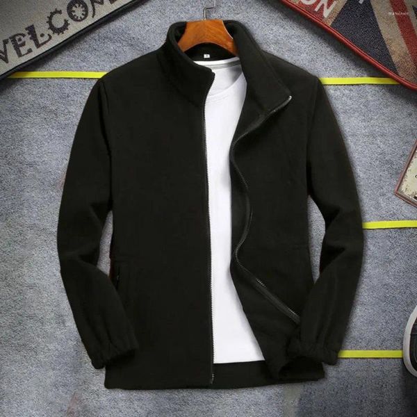 Jackets para hombres Men Caón de invierno Invierno engrosado suave de color sólido de color sólido protección cuello de cuello cierre de la cremallera manga larga jacke resistente