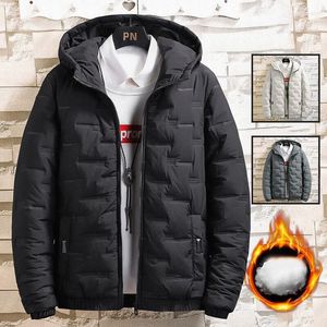 Chaquetas para hombre, chaqueta de plumón de pato cálida de lana gruesa de invierno para hombre, abrigo acolchado con capucha para nieve para esquí, Parka acolchada