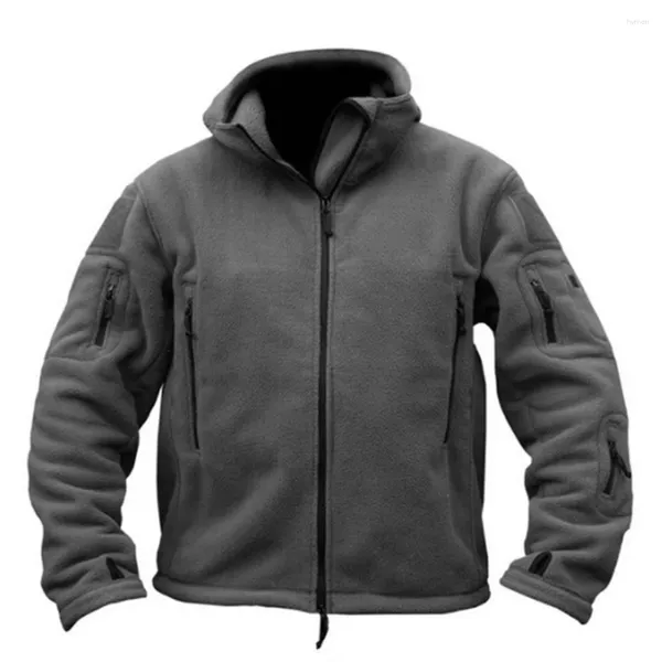 Chaquetas para hombres Hombres Invierno Cálido Chaqueta de lana con capucha Zip Up Senderismo al aire libre Abrigo de trabajo a prueba de viento Sólido Cortavientos Outwear Abrigos