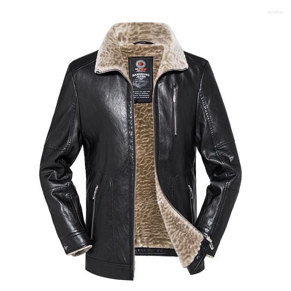 Hommes Vestes Hommes Hiver Chaud En Cuir Veste Marque Mode Casual Manteau Mince Moto Coupe-Vent Polaire Biker S-3XL