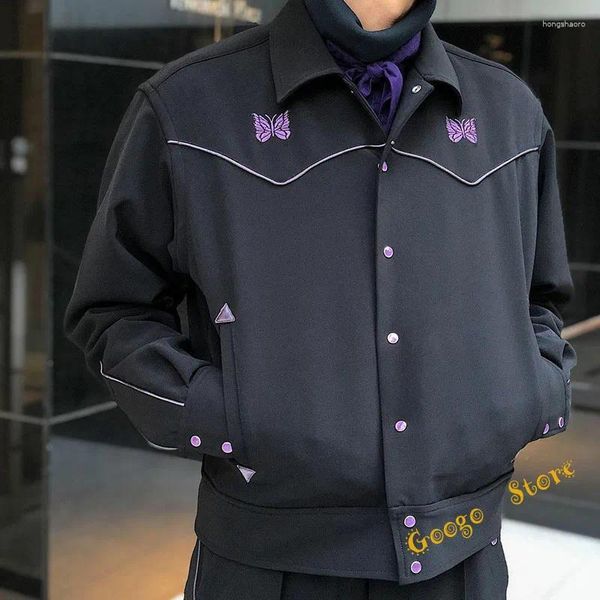 Vestes pour hommes Hommes Femmes Hip Hop Aiguilles Track Manteaux d'extérieur Haute Qualité Purple Stripe Butterfly Broderie AWGE Veste à l'intérieur Tags