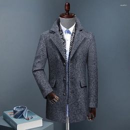 Vestes pour hommes Hommes Laine Smart Casual Jacket Outwear avec écharpe amovible Tick Winter Turn-Down Collier Manteau de haute qualité