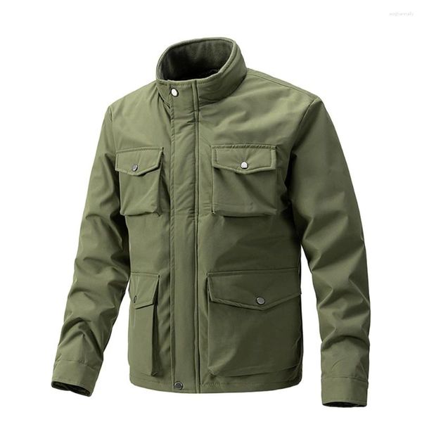 Chaquetas para hombres Hombres Chaqueta de trabajo Cuello alto con cremallera Abrigo de algodón Manga larga Top de negocios Espesar Invierno Otoño Abrigos cálidos