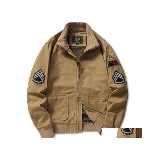 Hommes Vestes Hommes 2021 Brad Pitt Fury Ww2 Tanker Kaki Printemps Militaire Armée Bomber Veste Coton Léger Et Manteaux Drop Deliver Dh5Jk