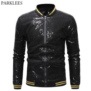 Men S Jackets Mens Black Sequin Varsity and Coats 2023 Shinny Glitter Nightclub Disco DJ Prom Jacket Bomber Male Jaqueta Masculina 230522