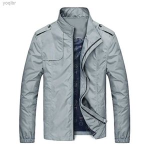 Vestes masculines veste décontractée couleur solide stand up collier top deux poche zippée bombardier fermé printemps et automne2404