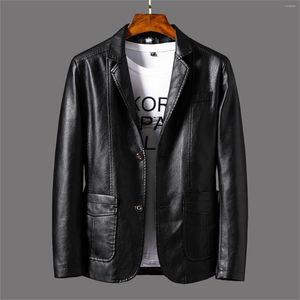 Vestes pour hommes Hommes Casual Slim Fit Faux Veste en cuir Automne Hiver PU Manteau Cowhide