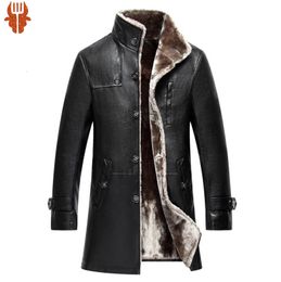Men's Jackets Mens Clothing Genuine Sheep Leather Natural Coat Winter Parka Real Fur Long Plush Thick Oversize Sheepskin For Man M5XL 230814