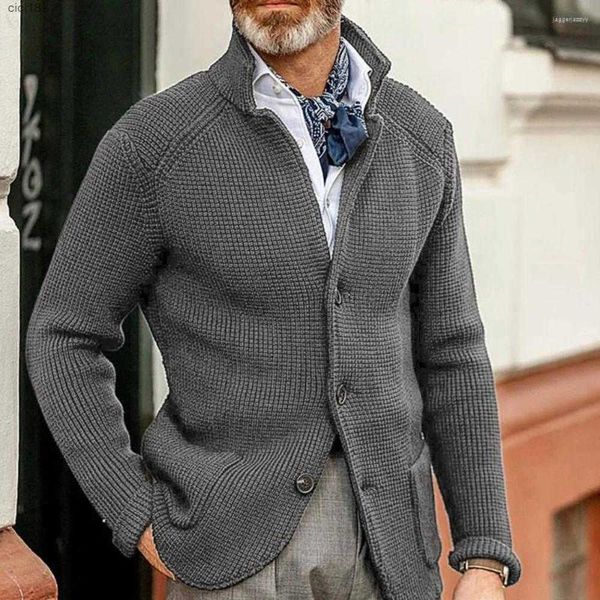 Chaquetas para hombres Abrigo para hombre Abrigos Cardigan Abrigos Chaqueta formal Prendas de punto Prendas de punto sueltas Ropa de salón Fiesta Suéter de un solo pecho Blazer gruesoYG9Q