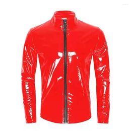 Vestes pour hommes Costume pour hommes Top Justaucorps Gym Discothèque PVC Cuir Party Brevet Sexy Brillant Légère Stretch Confortable