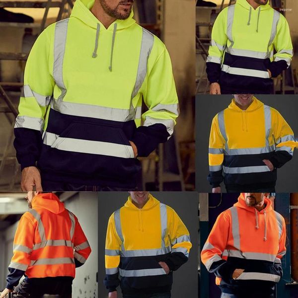 Vestes pour hommes Veste créative pour hommes avec sens de l'humour bande réfléchissante vêtements de travail cosplay polaire couleur-bloqué sweat-shirt à glissière pour hommes