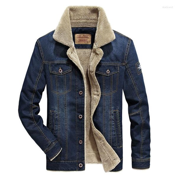 Chaquetas para hombre, chaqueta vaquera para hombre, cuello de piel de invierno, algodón para hombre, ropa de abrigo informal gruesa y cálida, abrigo de lana para hombre