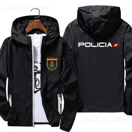 Vestes pour hommes Hommes Espana Policia Espagne Police Nationale Upr Anti Riot Geo Goes Street Mince Coupe-Vent Réfléchissant Peau Veste À Glissière Manteau 7XL T230919