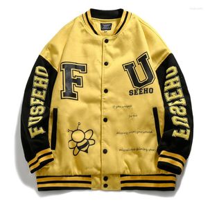 Chaquetas para hombres Moda para hombre de gran tamaño Hip Hop Chaqueta de béisbol con bordado Hi Street Loose Fit Varsity Letterman Coat Outerwear Tops