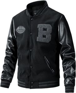 Mannen Jassen Heren Mode Varsity Jacket Streetwear Slim Fit College Baseball Letterman Bomber Jas met Leren Mouw 230731