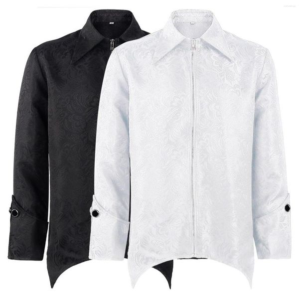 Vestes pour hommes Veste d'Halloween pour hommes Couleur unie Mode Rétro Noir et Blanc Figure Collier pour Costume de fête Cosplay