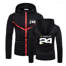 Vestes masculines Mens Herbalife 24 logo 2023 Zipper qualité fitness sweatshirts de couleur de couleur de couleur massive à sweats à capuche