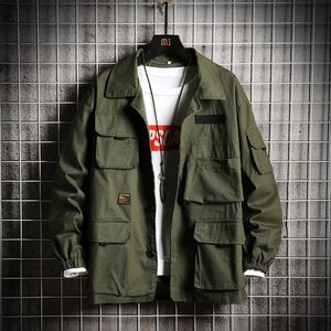 Hommes vestes hommes veste 2023 mode japonais rue lâche mâle beaucoup de poches manteau décontracté coupe-vent armée vert pour hommes