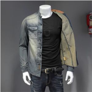 Casual shirts voor heren Spring herfst hoogwaardige denim shirt mannen casual lange mouw fit revers Persoonlijkheid Personie zwart blauw gewassen shirt plus size boutique S-3XL