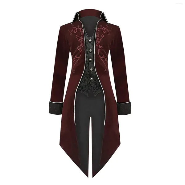 Vestes pour hommes Veste pour hommes Steampunk gothique victorien Tailcoat Vintage Halloween Cosplay Costume Tuxedo Man Coat Party Stage Uniforme