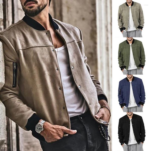 Vestes pour hommes Veste pour hommes en daim demi-col montant de haute qualité bouton cardigan décontracté tendance rétro texture attrayante manteau intelligent pour hommes