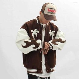 Vestes masculines Vestes masculines Bomber Jacker Brown Mens Hip Hop Embroid hiver Varsity Palm Tree Streetwearcbs9