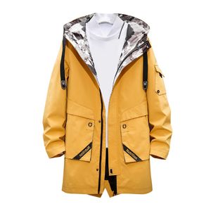 Chaquetas para hombres Gabardina larga para hombre Chaqueta deportiva al aire libre con capucha Chaqueta impermeable a prueba de viento informal Letras impresas de manga larga de gran tamaño