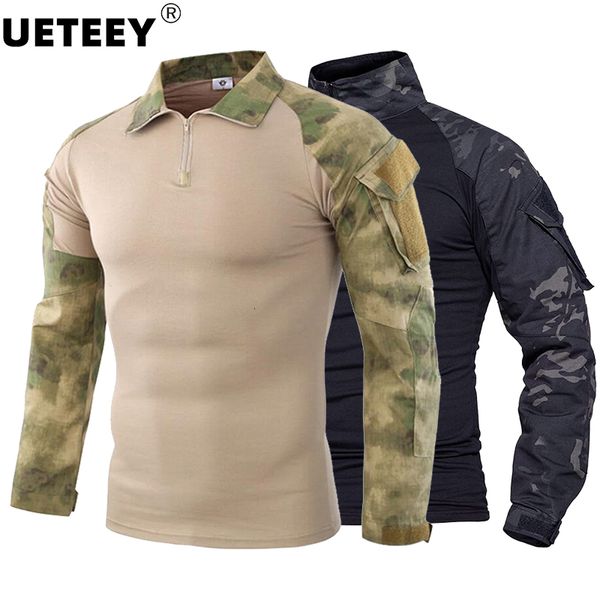 Vestes pour hommes Chemises militaires pour hommes de haute qualité randonnée bras poche pull à manches longues 14 zip tactique t-shirt US SWAT chasse grenouille costume hauts 230923