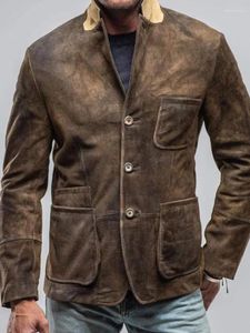 Herenjassen Vintage Klassiek Distressed jack met meerdere zakken Retro Lange mouwen Reverskraag Slanke jas Mode Herfst Kantoor Bovenkleding