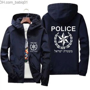 Vestes pour hommes Sports de plein air pour hommes Police israélienne Mans Israël Cops Manteau à capuche Coupe-vent Zipper Manteau Pilote Mince Parkas Vêtements Veste T230804