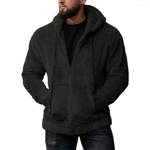 Vestes pour hommes Hommes Manteau d'extérieur Couleur unie Hiver Polaire Fourrure Fluffy Sweat à capuche Veste Jumper Garder au chaud confortable