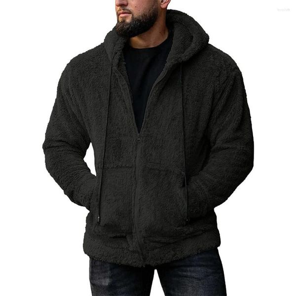 Chaquetas para hombres Outwear para hombre Abrigo Color Sólido Invierno Otoño Diario Fleece Piel Fluffy Sudadera con capucha Chaqueta Jumper Mantener caliente