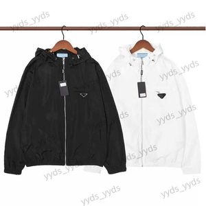 Heren Jackets Heren PR Leather Motorcycle Designer Style Triangle Badge High-End Dames Black Wit met losse zonnebrandcrème Casual Sportswear T230328