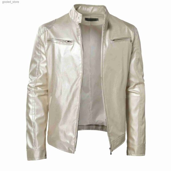 Vestes pour hommes Vestes et manteaux métalliques argentés pour hommes élégant col montant fermeture éclair Baseball Bomber veste hommes Streetwear discothèque veste mâle Q231109