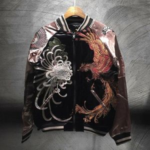 Herenjacks Heren Souvenir Jacket Sukajan Japans Patroon Animal Embroidery Omkeerbare streetwearmen's