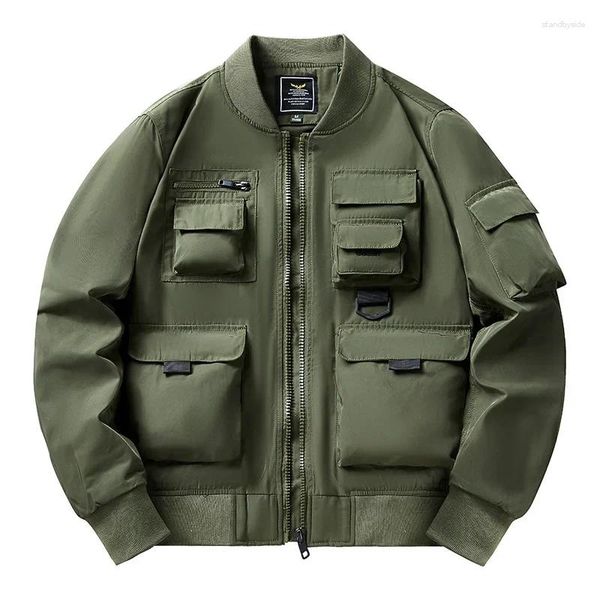 Vestes pour hommes Hommes Printemps Automne Bomber Multi-poche Casual Militaire Cargo Manteau Camping En Plein Air Randonnée Coupe-Vent Tactique Vêtements D'extérieur