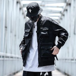 Vestes pour hommes Hommes Fonction tactique Multi Poches Cargo Bomber Veste Mode Hip Hop Streetwear Manteaux Techwear WB332