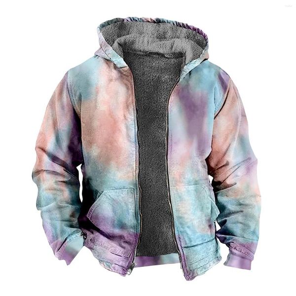 Chaquetas para hombres Mens Tie-Dye Chaqueta Bomber Gradiente Tie Dye Pink Street Hip Hop Pareja S Moda Piloto de béisbol y abrigo de tendencia Masculino