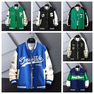 Jackets para hombres para hombres Varsity Baseball Chaqueta Mujeres Mujeres Vintage Bordado Carta Patchwork College Coats Hip Hop Bomber Coat Unisex KLP