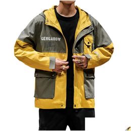 Chaquetas para hombres para hombre invierno otoño moda casual nueva chaqueta con capucha diseño de bolsillo cazadora suelta caqui amarillo tamaño grande gota entregar dhput