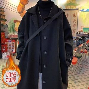 Vestes pour hommes Coupe-vent épais mi-long pour style Kong automne hiver vintage veste de costume en laine unisexe coréen manteau en velours côtelé 221121