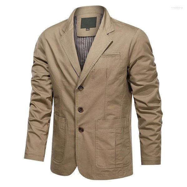 Chaquetas para hombres Blazer militar Chaqueta Hombres Primavera Otoño Casual Algodón Lavado Traje Abrigo Slim Fit Luxury Army Bomber Cargo Trench M-5XL