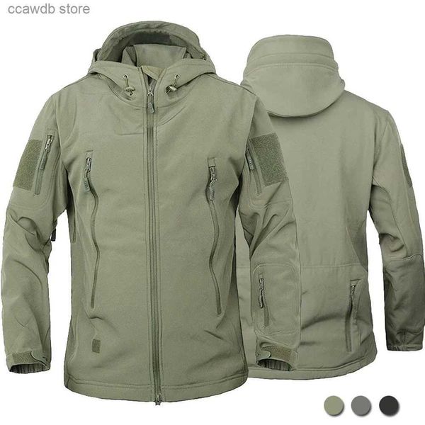 Vestes pour hommes Vestes d'extérieur militaires Hommes Peau Soft Shell Tactique Coupe-vent imperméable Armée Veste de combat Hommes Bomber à capuche Manteaux T240109