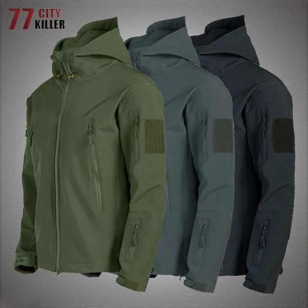 Vestes pour hommes Militaire peau de requin vestes à coque souple hommes tactique coupe-vent veste imperméable hommes armée Combat vestes hommes à capuche Bomber manteaux 231013