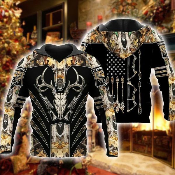 Chaquetas para hombres Moose Hunting Camo Sudaderas con capucha con estampado 3D Hombres / mujeres Harajuku Sudadera con capucha Moda Sudadera con capucha Otoño Casual Streetwear Jersey