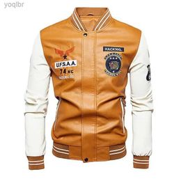 Vestes masculines Moto Leather Jacket Mens Slim Fit Pu Jacket de haute qualité Nouvelle mode automne pour hommes moutons mouton Mustang Rider Aviation Jacketl2404